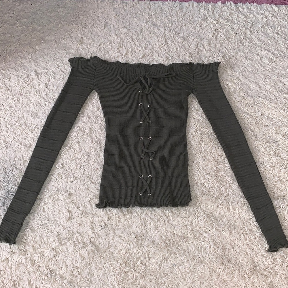 off the shoulder long sleeve shirt